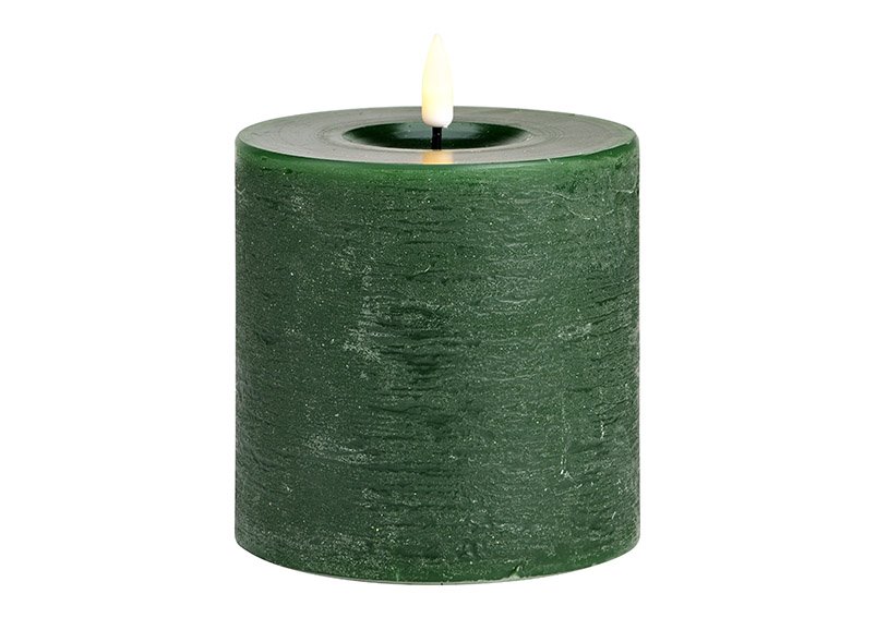 Candle LED dark green with timer by remote control made of wax (W/H/D) 10x10x10cm