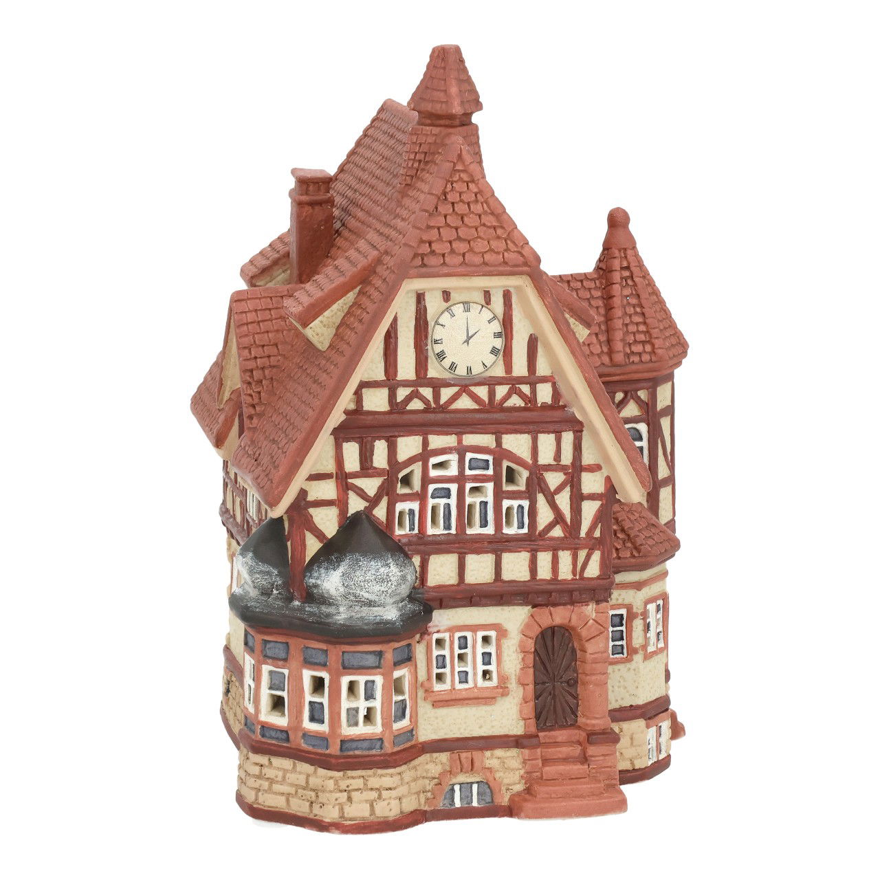Wurm Lichthaus Rathaus in Allmannsdorf aus Porzellan Bunt (B/H/T) 12.7x18.6x12cm Hütte, Wohnen, Glockenturm, Turm, Töpferei
