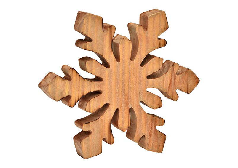 Wooden snowflake natural (W/H/D) 18x18x2cm