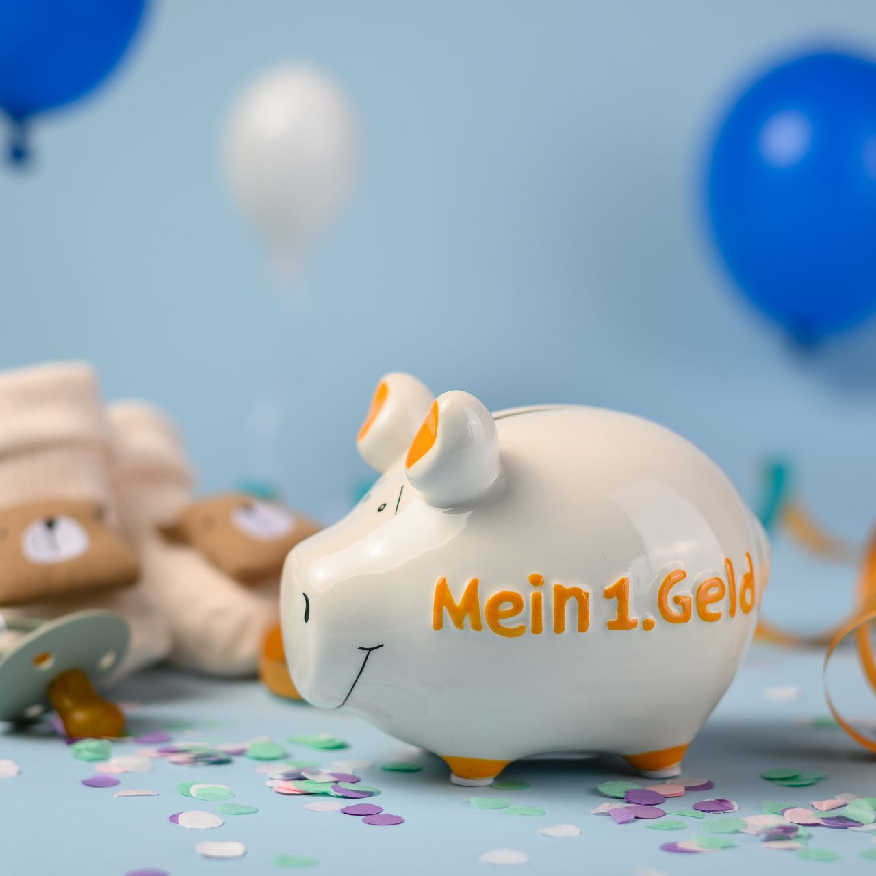 KCG Sparschwein "Mein 1. Geld" aus Keramik, Weiß/Gelb (B/H/T) 12,5x9x9cm Kleinschwein KCG Sparschwein "Mein 1. Geld" aus Keramik, Weiß/Gelb (B/H/T) 12,5x9x9cm Kleinschwein