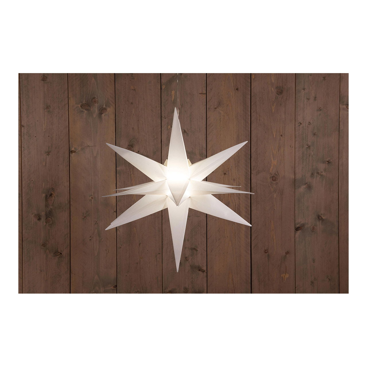 3D Star Weiss 60cm / 10led Warmweiss / 1,5m Transparente Zuleitung/ 3xAA Mit 6/18h Timer Ip44