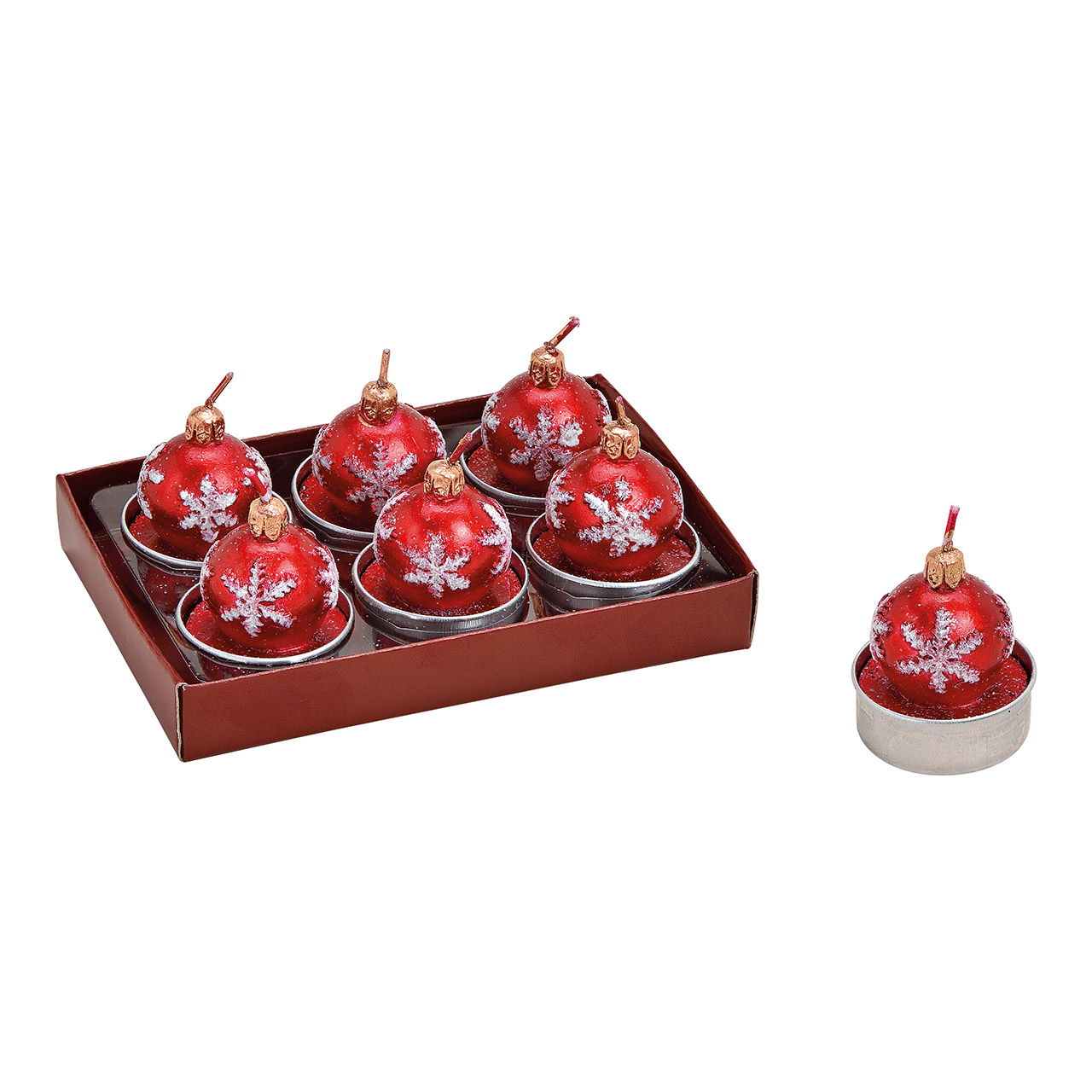 Theelicht set kerstballen 6 stuks (B/H/D) 3,5x5x3,5 cm