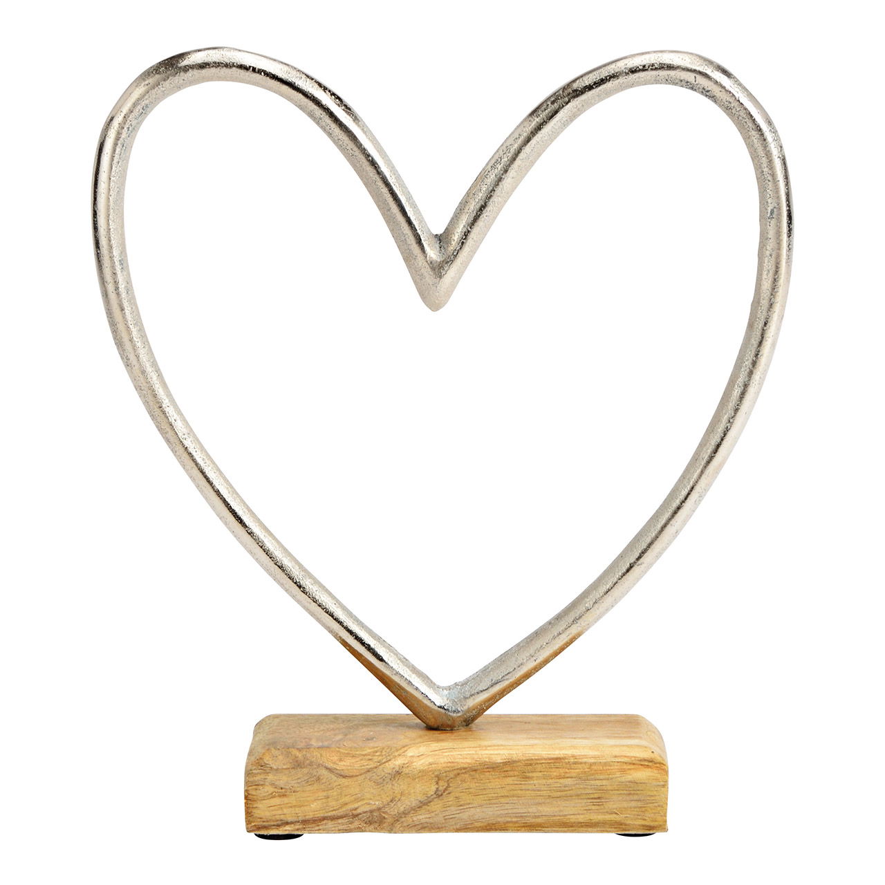 Présentoir cœur sur socle en bois de manguier argenté (L/H/P) 19x21x5cm Présentoir cœur sur socle en bois de manguier argenté (L/H/P) 19x21x5cm