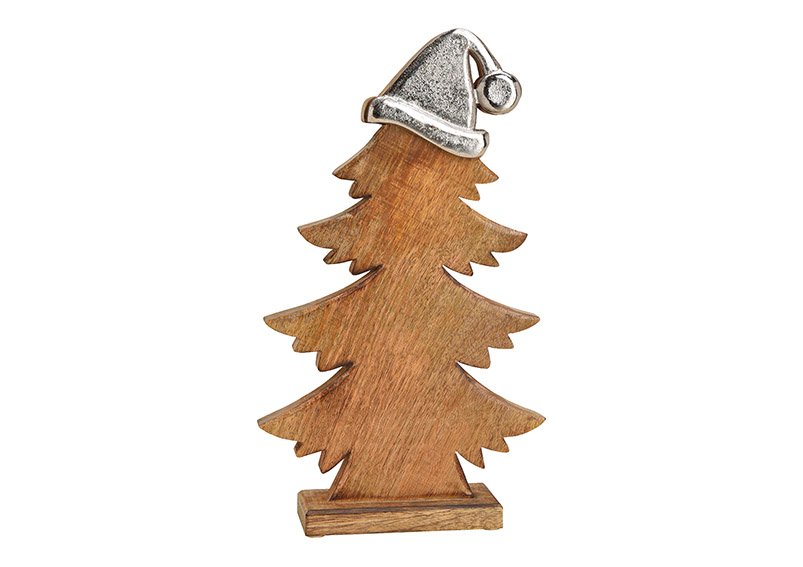 Christmas tree mangowood with metall hat brown 27x45x7cm