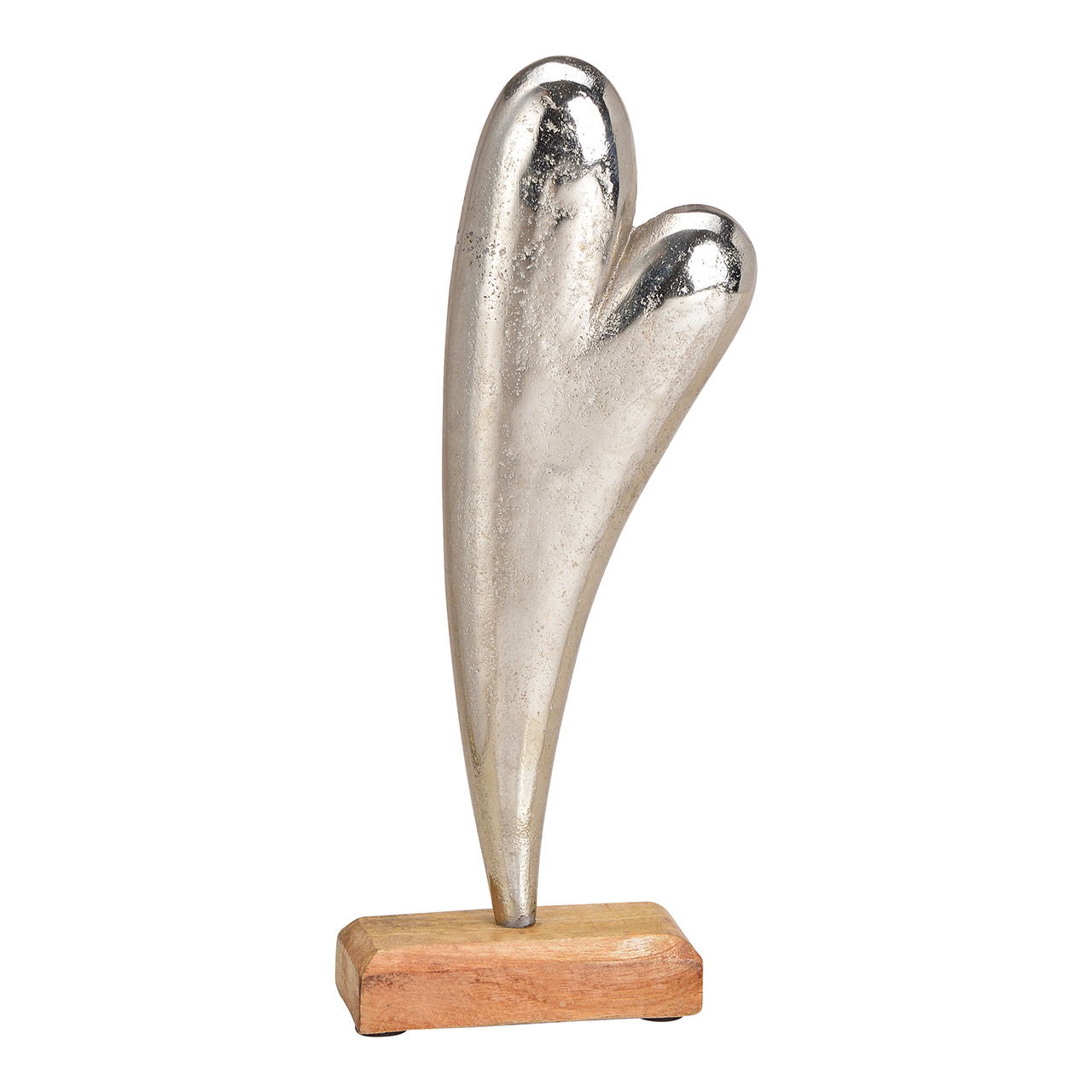 Supporto a cuore in metallo su base in legno di mango argento (L/H/D) 10x28x5cm Supporto a cuore in metallo su base in legno di mango argento (L/H/D) 10x28x5cm