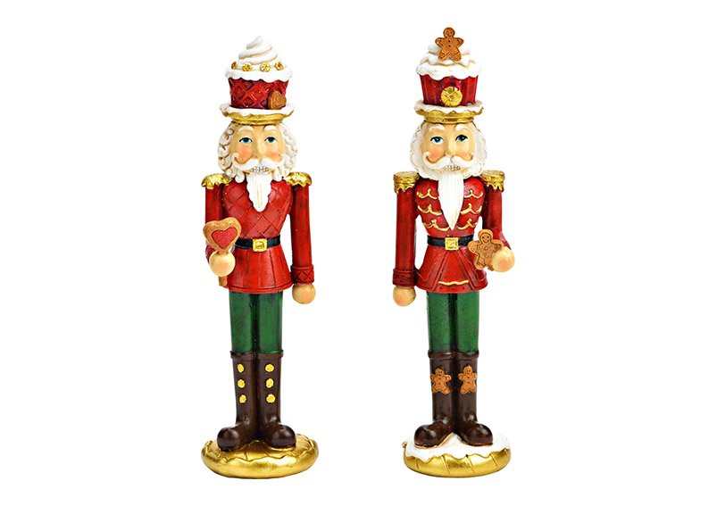 Nutcracker with gingerbread, lollipop made of poly green, red 2-fold, (W/H/D) 5x17x6cm