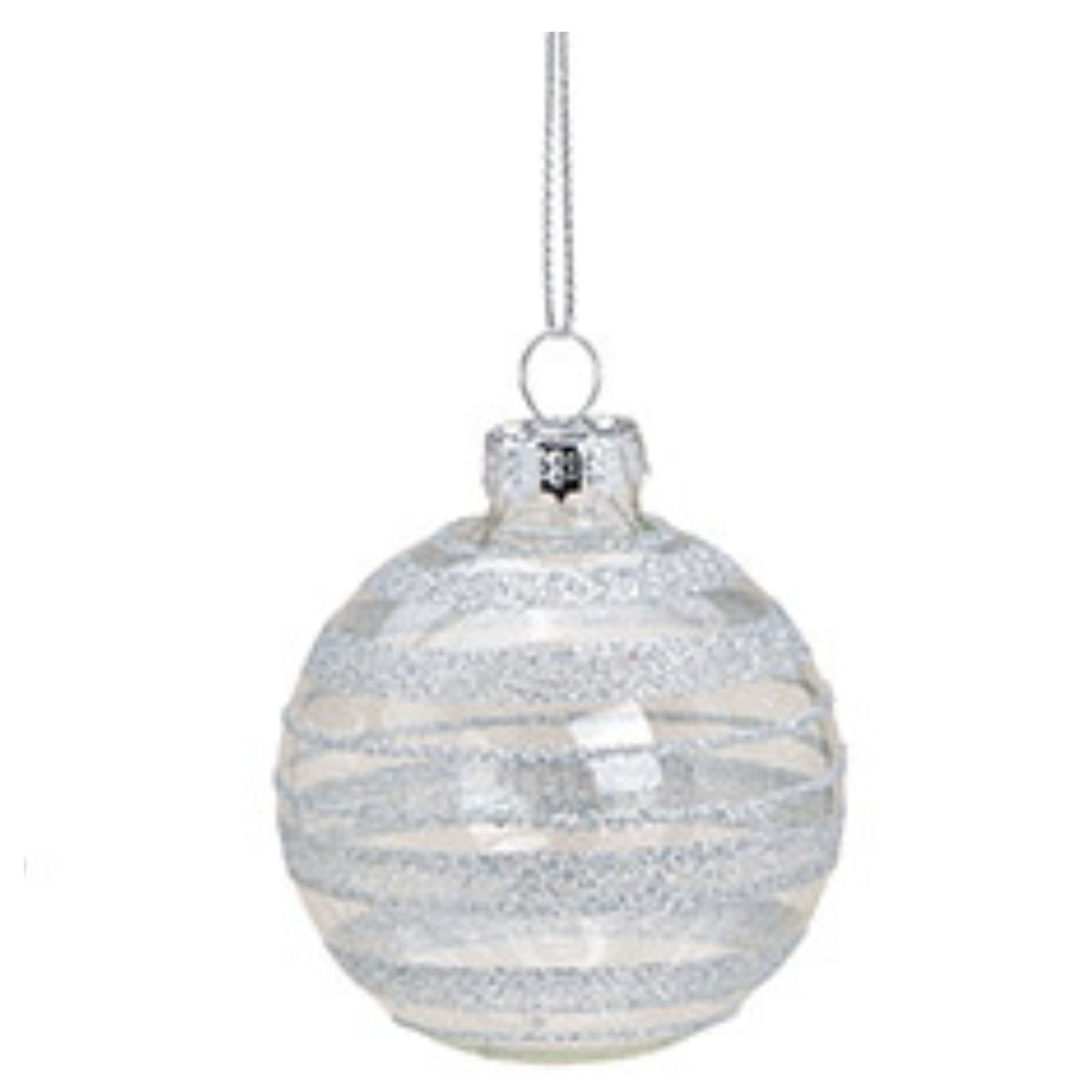 Weihnachtskugel aus Glas, 4-fach, Weiß/Silber Ø6cm Zubehör, Schmuck, Medaillon, Anhänger
