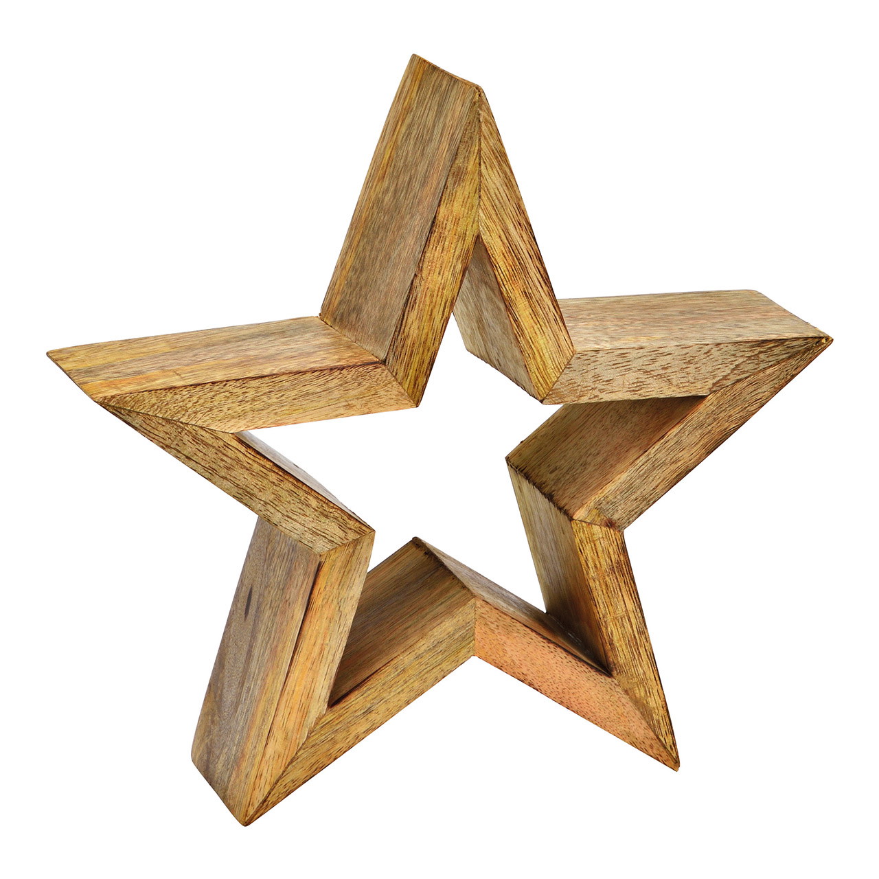 Naturel mangohouten sterstandaard (B/H/D) 24x23x6cm Stern, Holzstern, Dekoration, Holz, Modern
