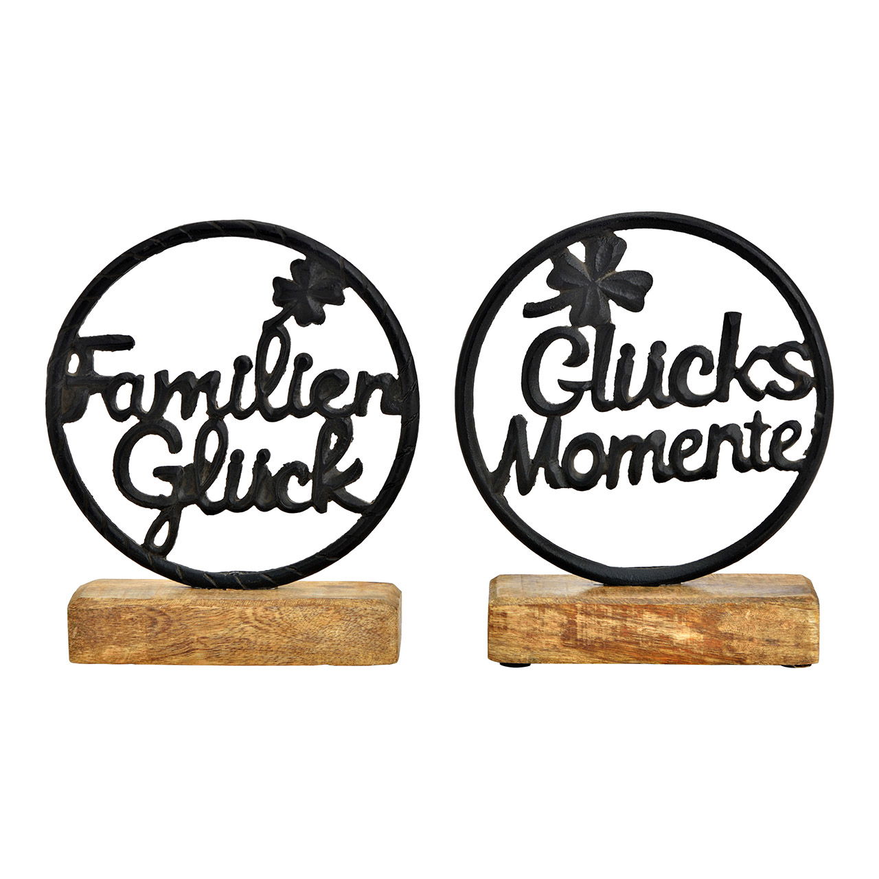 Espositore per scritte, momento di felicità, felicità familiare, su base in legno di mango, in metallo nero 2 pieghe, (L/H/D) 15x17x5cm Espositore per scritte, momento di felicità, felicità familiare, su base in legno di mango, in metallo nero 2 pieghe, (L/H/D) 15x17x5cm