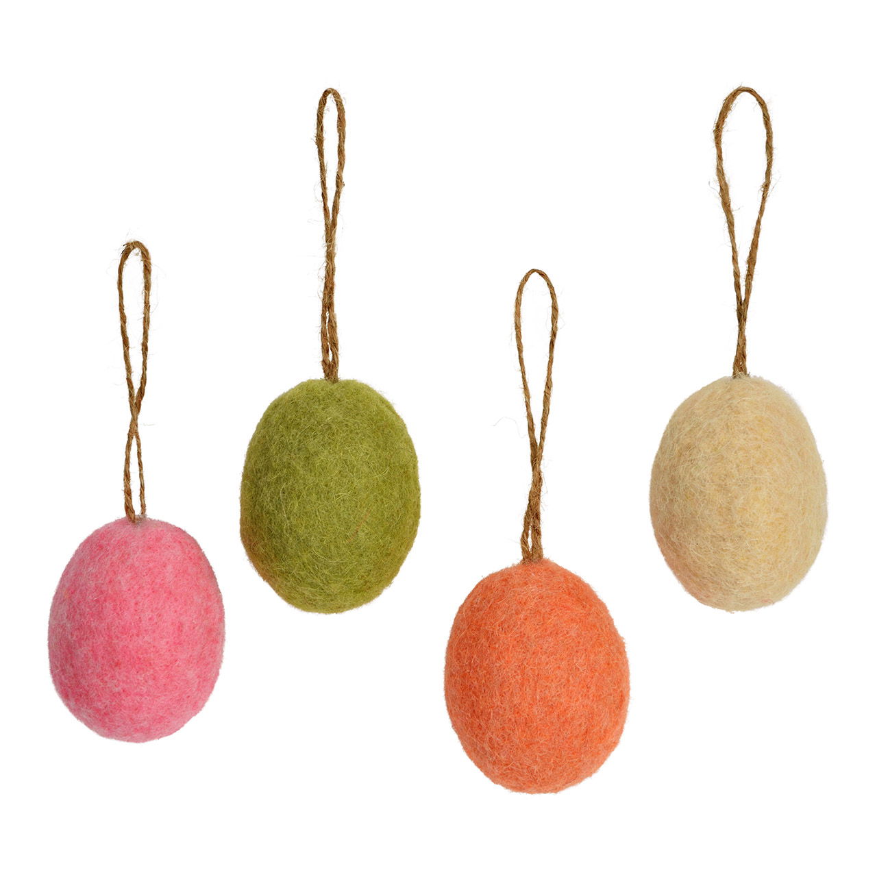 Felt/plastic Easter egg hanger 4-fold, beige/pink/green/orange (W/H/D) 4x6x4cm