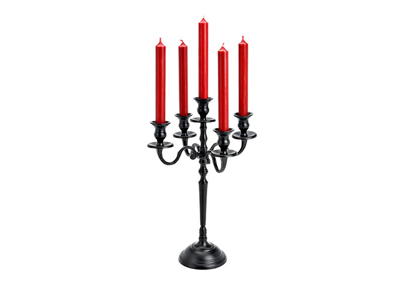 Candle holder 5 arms metal black (W/H/D) 29x41x29cm