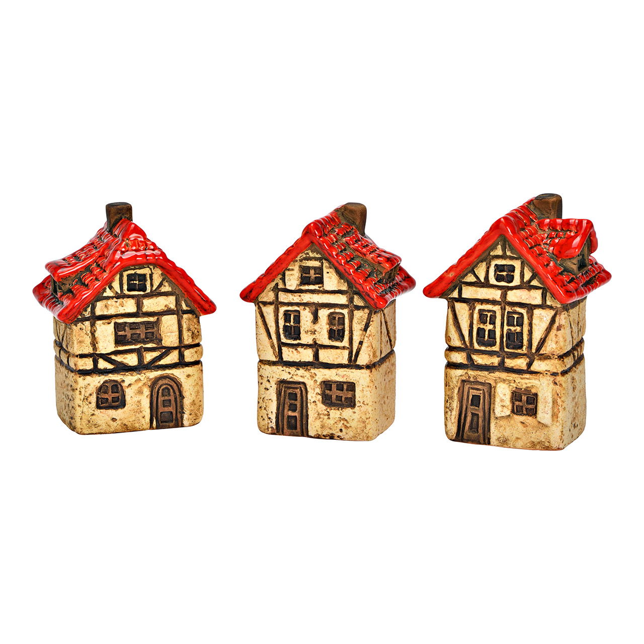 Casa di figura in gres, 3 pieghe, rosso/natura (L/H/D) 6x9x6cm Casa di figura in gres, 3 pieghe, rosso/natura (L/H/D) 6x9x6cm