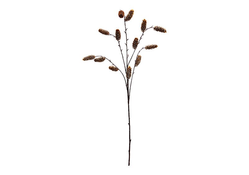 Cone branch 14 heads with glitter plastic brown (H) 92cm