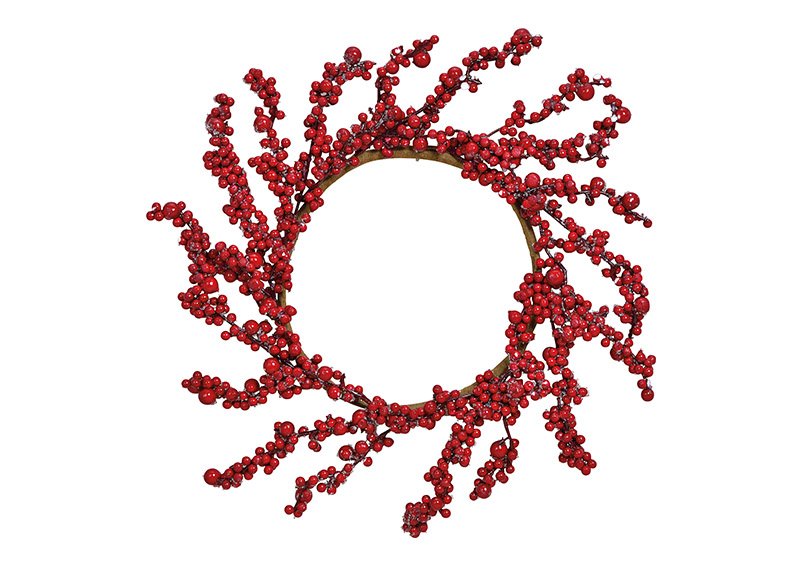 Corona de bayas de plástico Rojo (A/H/D) 40x40x3cm