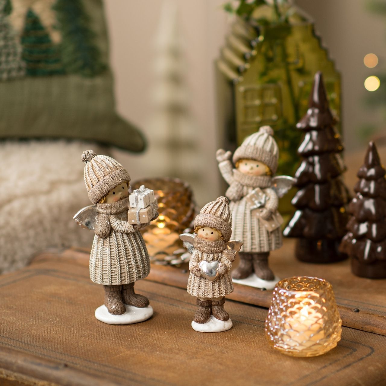 Weihnachtsdeko, Engel, Strickkleid, Hut, Schuhe