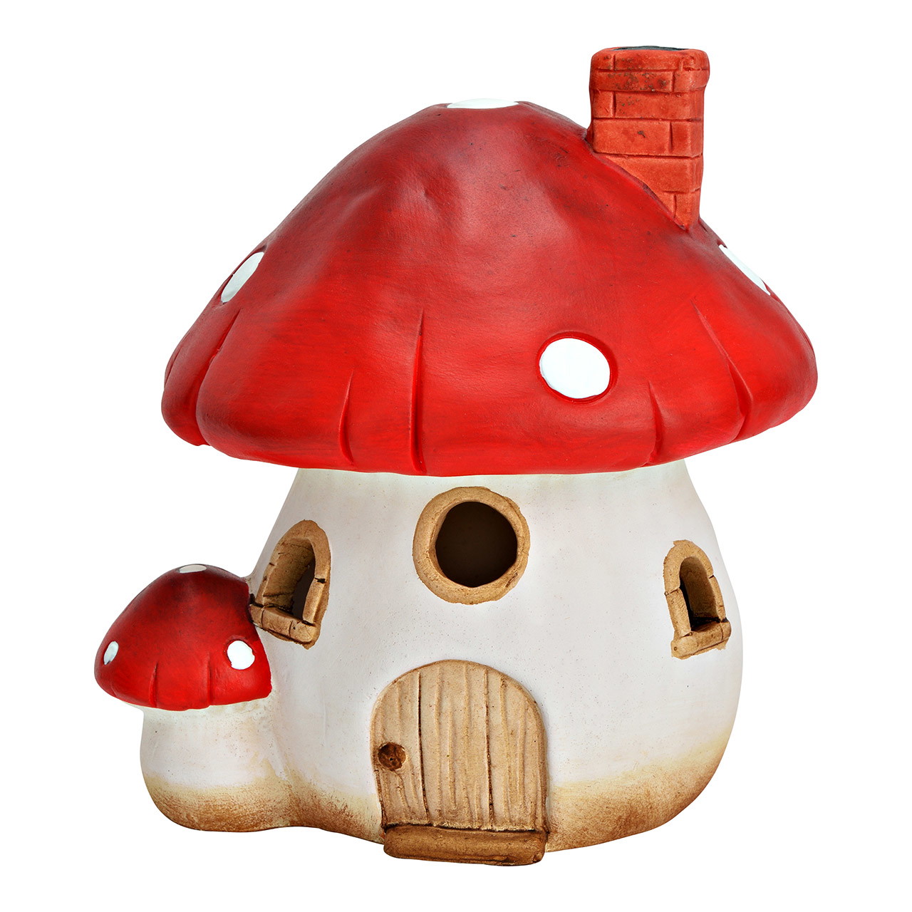LED Pilzhaus aus Ton, Rot/Weiß (B/H/T) 15x17x14cm exkl.2XLR44 LED Pilzhaus aus Ton, Rot/Weiß (B/H/T) 15x17x14cm exkl.2XLR44