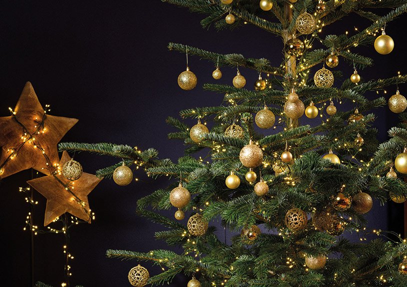 Weihnachtskugel-Set aus Kunststoff Gold 50er Set, (B/H/T) 23x18x12cm Ø 3/4/6 cm