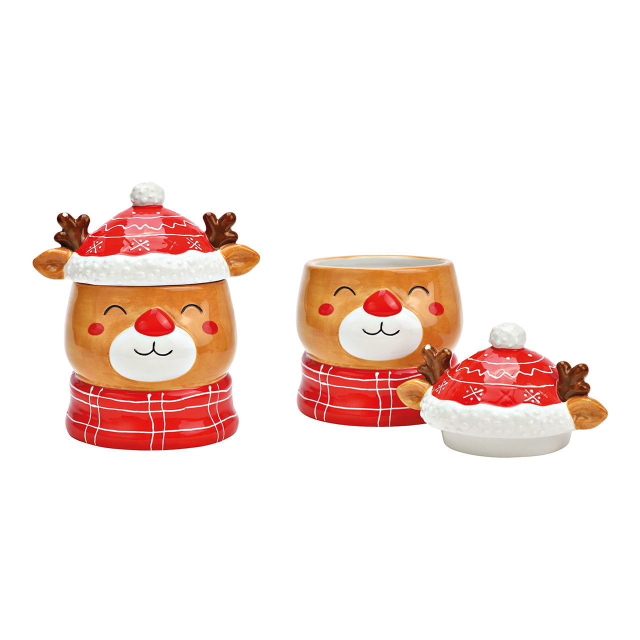 Tin reindeer 3D decor made of ceramic red (W/H/D) 14x17x12cm Tin reindeer 3D decor made of ceramic red (W/H/D) 14x17x12cm