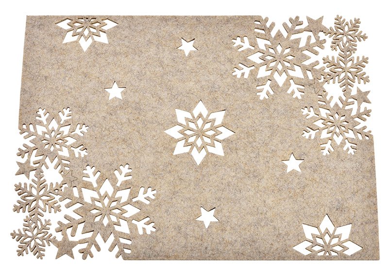 Set de table décor flocon de neige en feutre beige (L/H) 40x30cm
