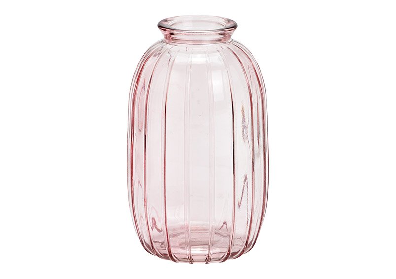 Vaso di vetro rosa/rosa (L/A/D) 7x12x7cm