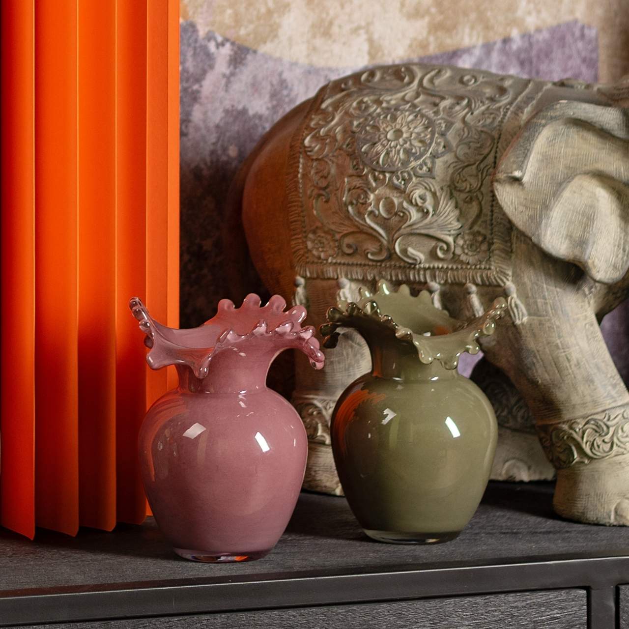 Vase en verre, lilas (L/H/P) 14x18x14cm Krug, Töpferei, Vase, Urne