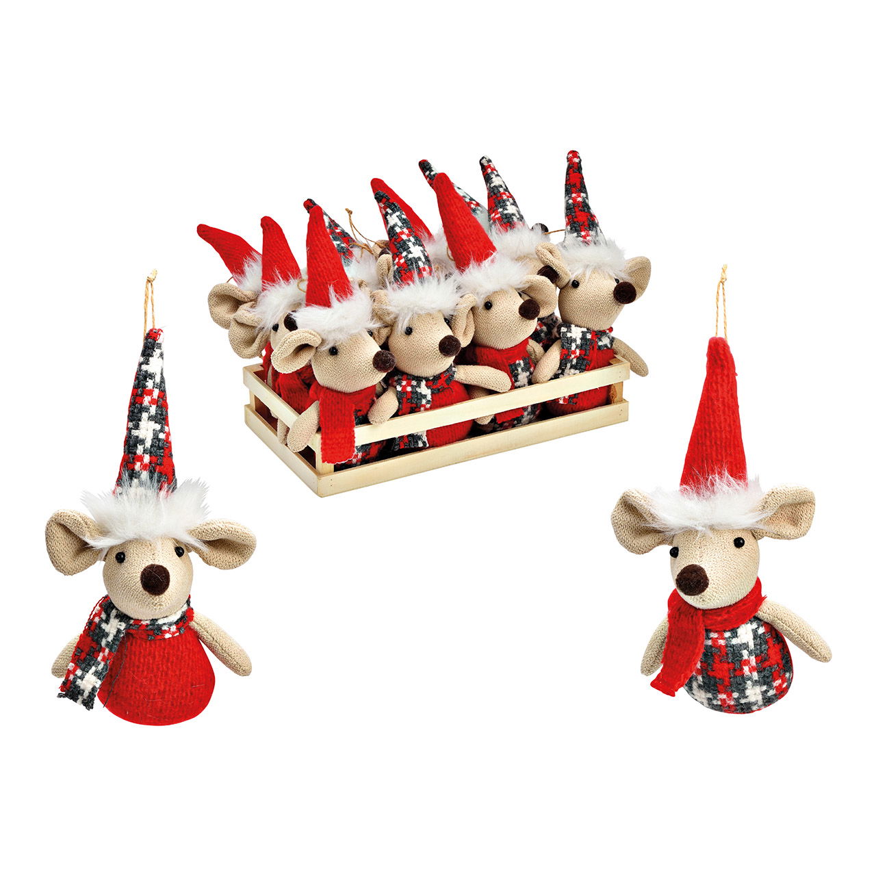 Hänger Wintermaus 12x21x9cm in 12er Holzbox, aus Textil 2-fach, (B/H/T) 28x22x15cm Hänger Wintermaus 12x21x9cm in 12er Holzbox, aus Textil 2-fach, (B/H/T) 28x22x15cm