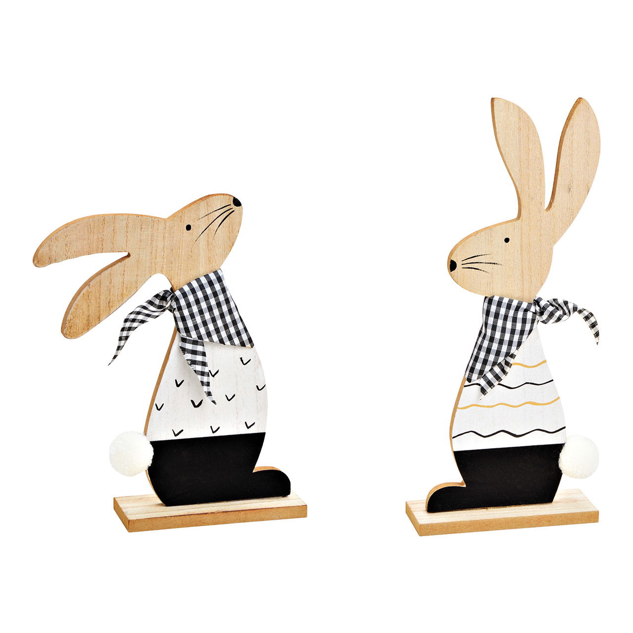 Wooden rabbit white, black 2-fold, (W/H/D) 13x30x5cm 19x23x5cm