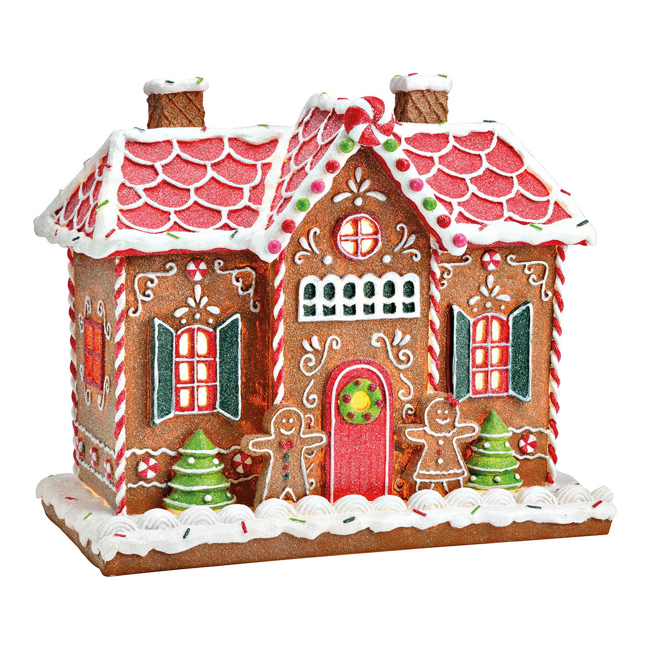 Casa de luz LED de pan de jengibre de poliéster, colorida (A/A/P) 30x26x16cm Essen, Süßigkeiten, Plätzchen, Geburtstagstorte, Lebkuchen