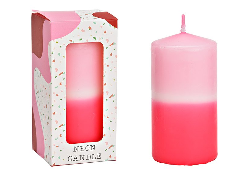 Zuilkaars met kleurverloop, roze/rood in geschenkverpakking (B/H/D) 6x12x6cm