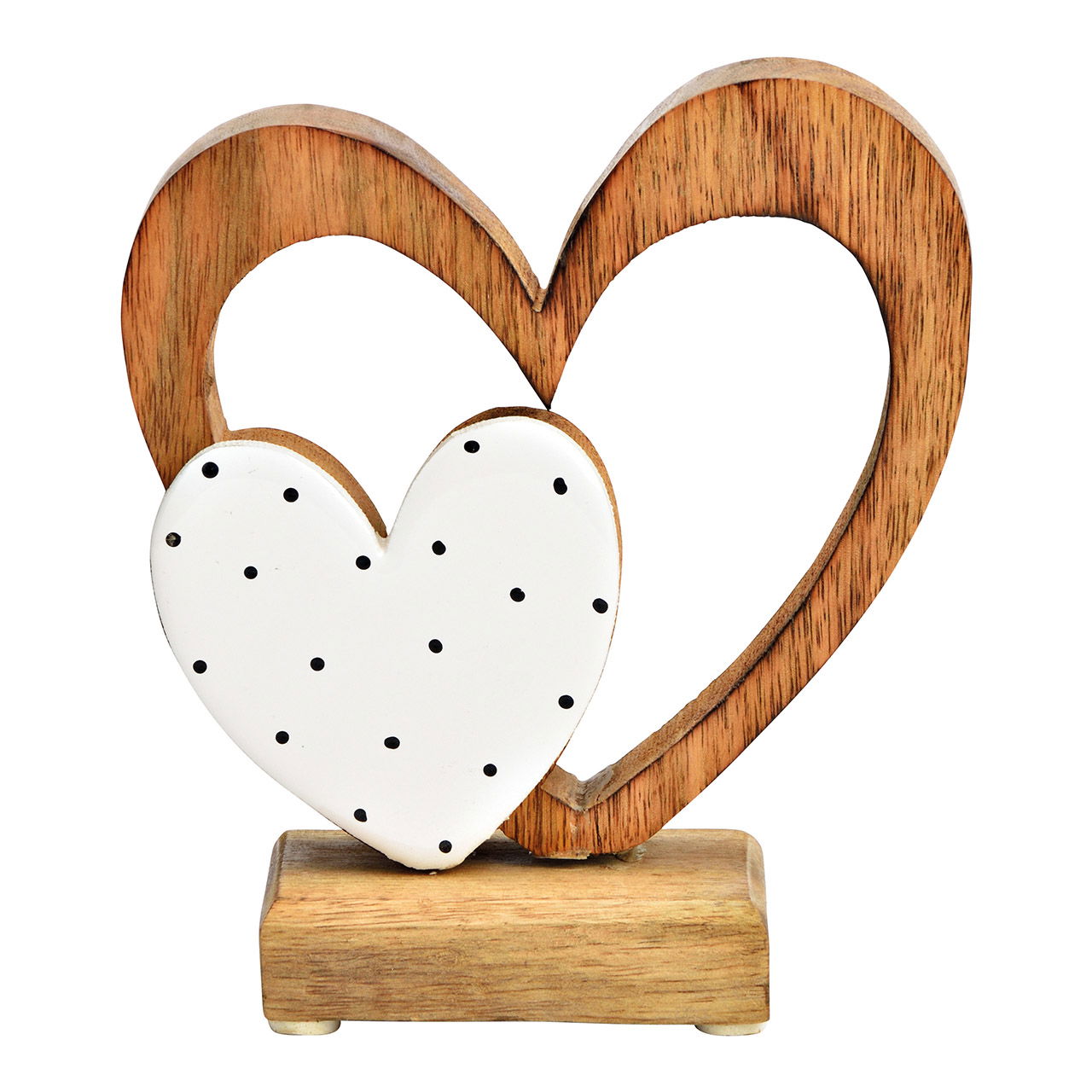 Cuore espositivo in legno di mango marrone, bianco (L/H/D) 14x16x6cm