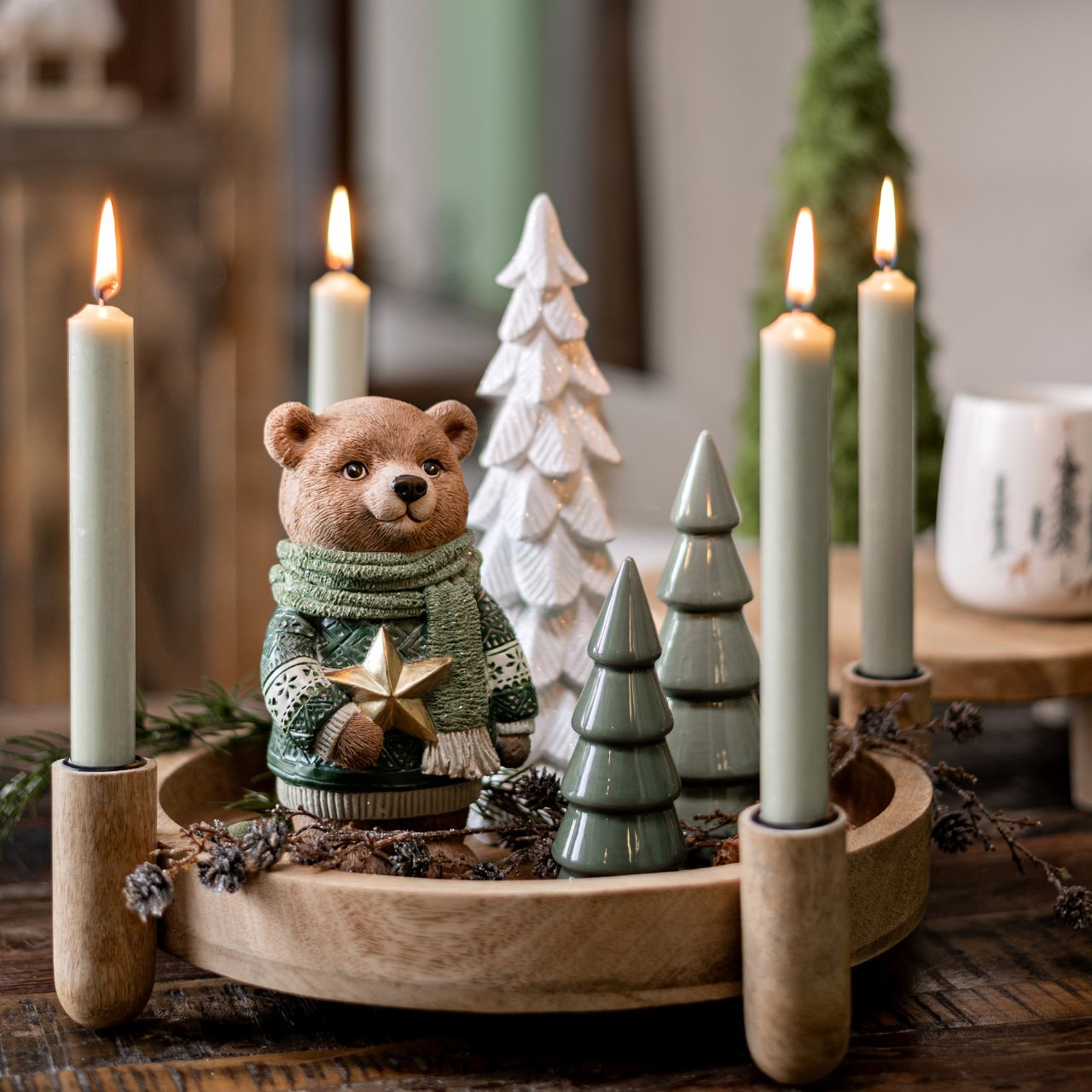 Tannenbaum aus Keramik, Grün (B/H/T) 5x13x5cm Töpferei, Schach, Spiel, Glas, Kegel