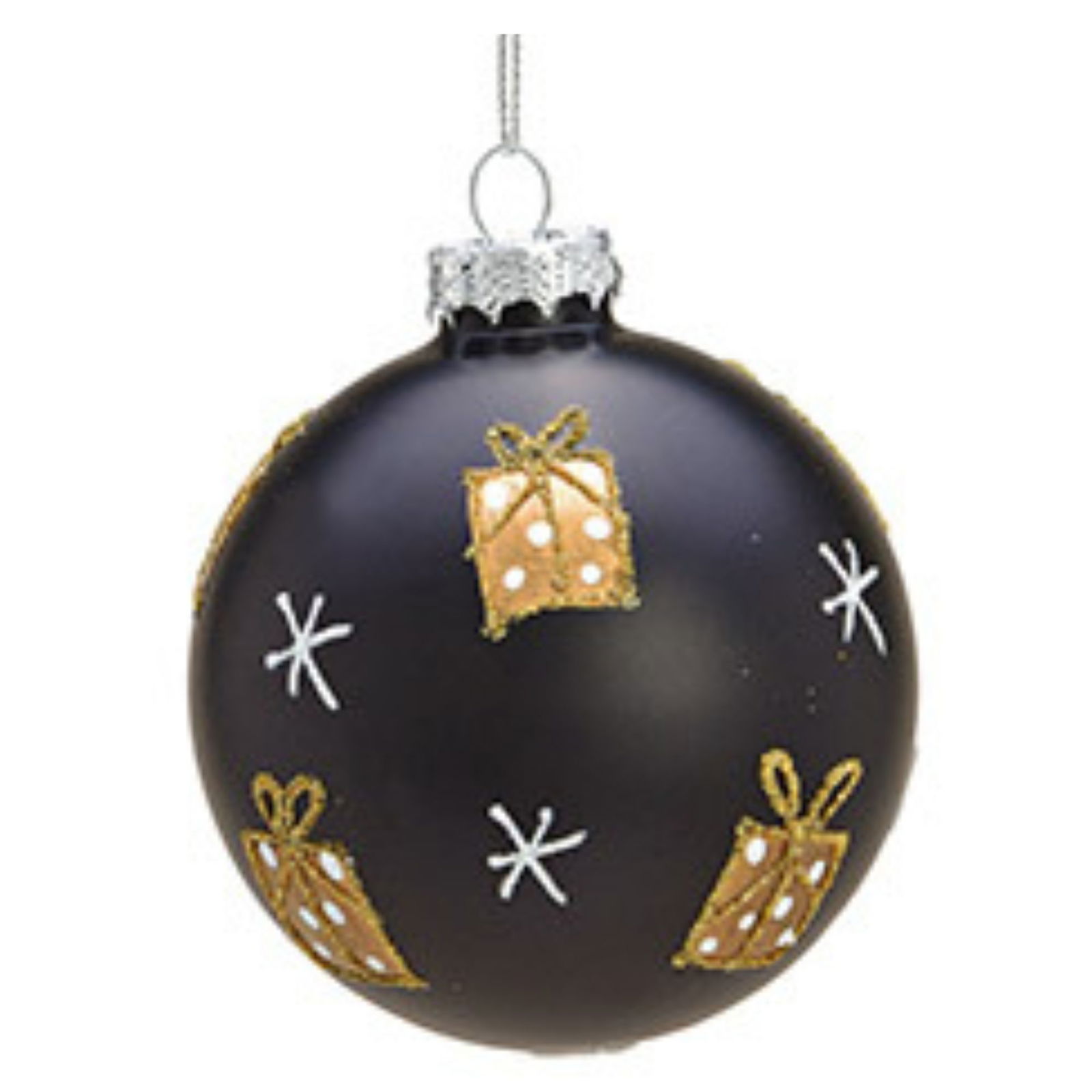 Boule de Noël Glitter Motif de Noël en verre, 4 fois, noir/or Ø8cm Zubehör, Schmuck, Medaillon, Anhänger