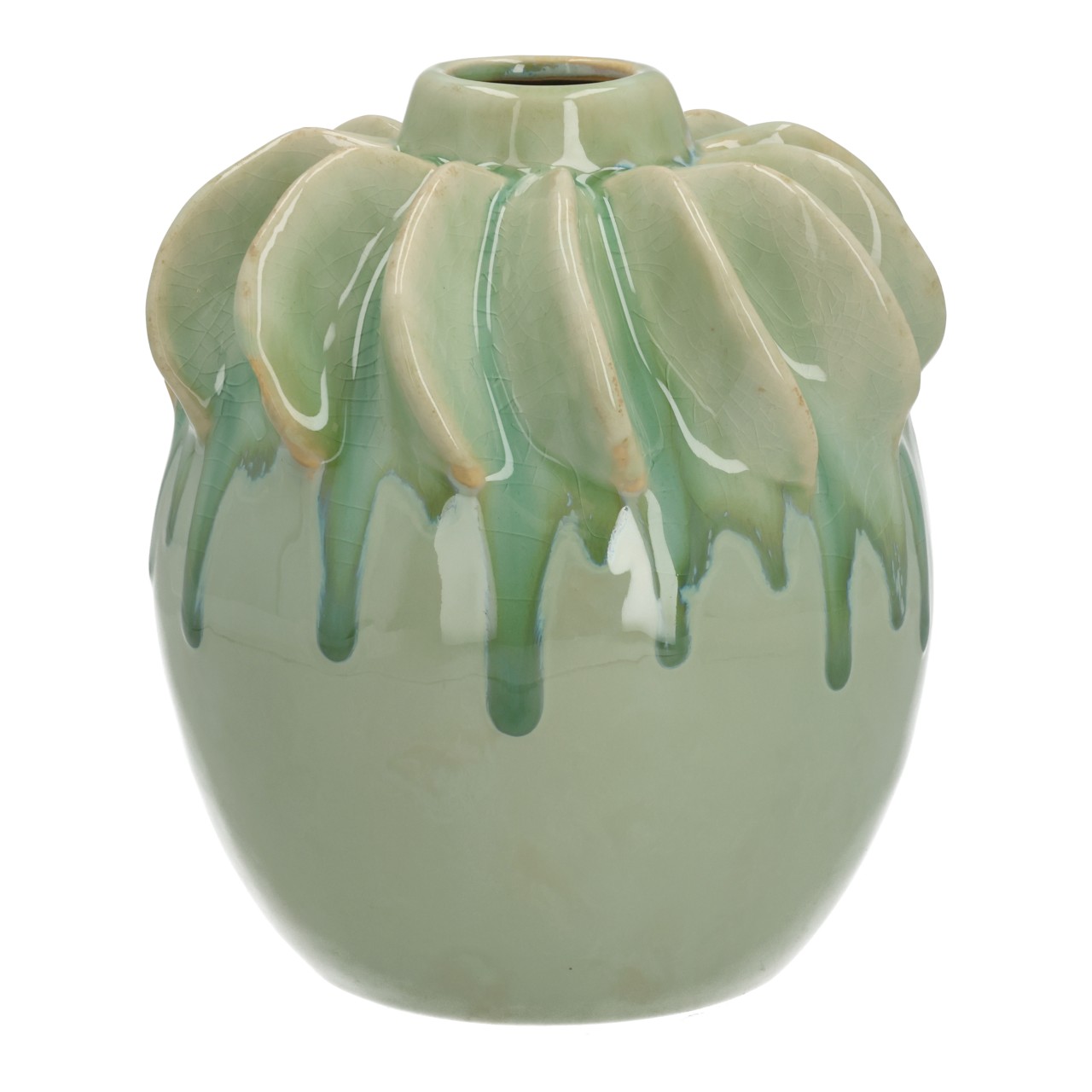 vase, keramik, glasur, grün, drip glaze