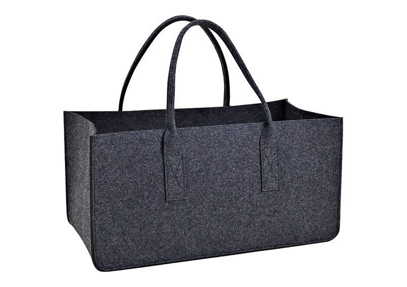 Bolsa de leña de fieltro gris oscuro (c/h/d) 50x25x25cm