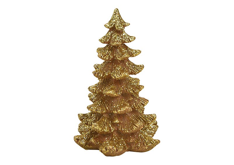 Albero di Natale in poli oro (w/h/d) 10x16x10cm