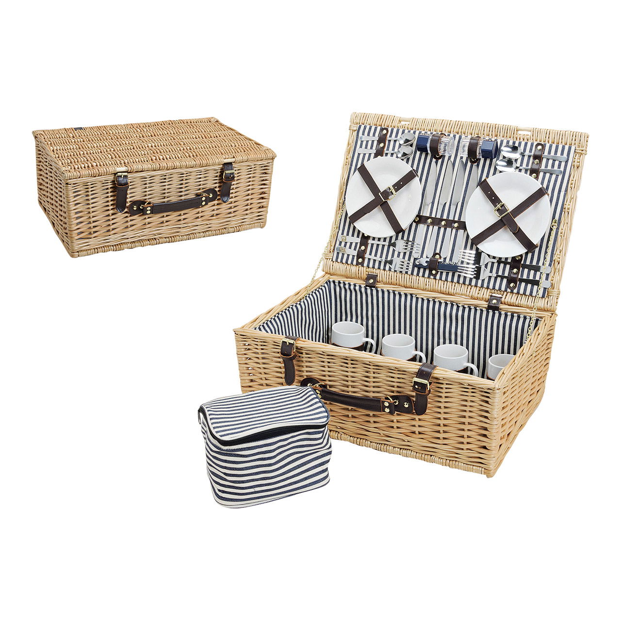 Cestino da picnic per 4 persone in salice, 25 pezzi, L54 x P37 x H21 cm