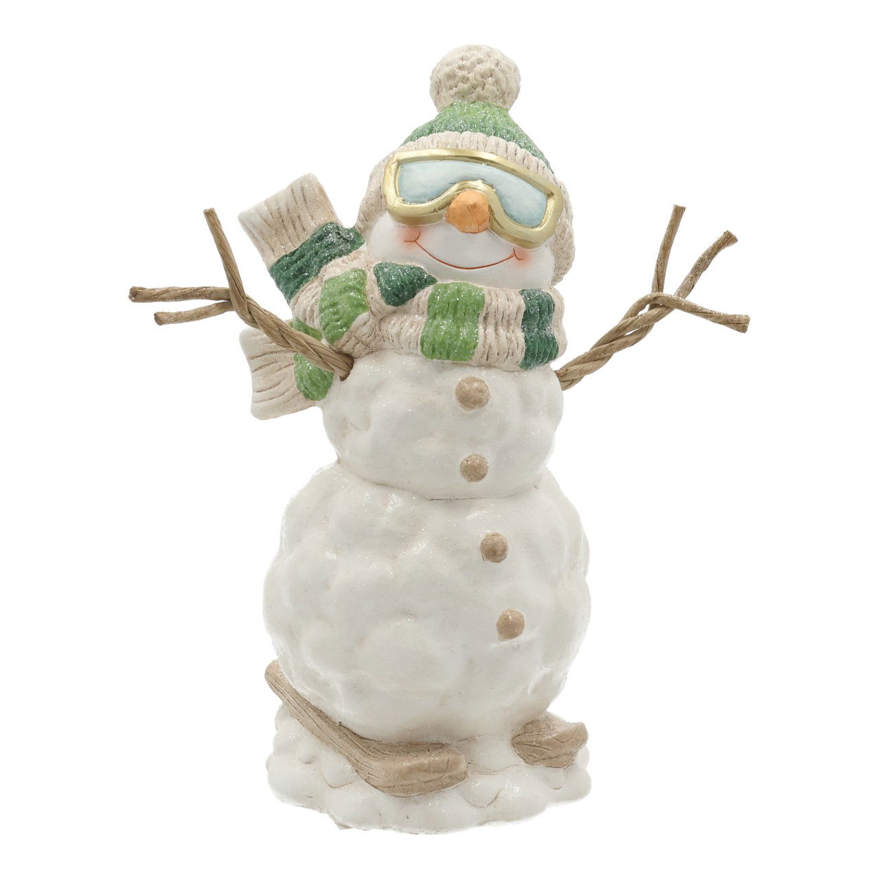 Bonhomme de neige avec lunettes en poly blanc (L/H/P) 19x23x10cm Natur, Im Freien, Winter, Schnee, Schneemann