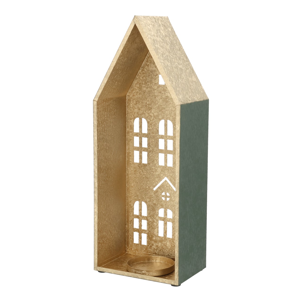 Deko-Haus, Vase, Miniaturhaus, Goldfarbe, Grün