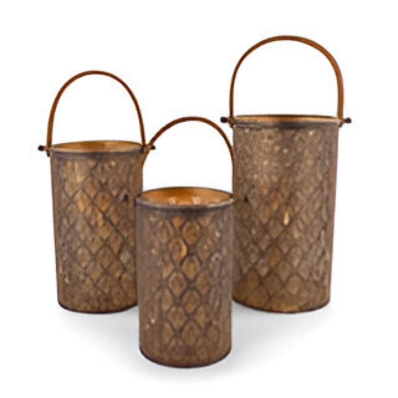 Juego de farolillos, metal, 20x36cm/18x31cm/15x26cm, 3 pzs./juego, rojo/oro, EAN-S: 4065557007328, EAN-M: 4065557007335, EAN-L: 4065557007342 Bronze, Eimer