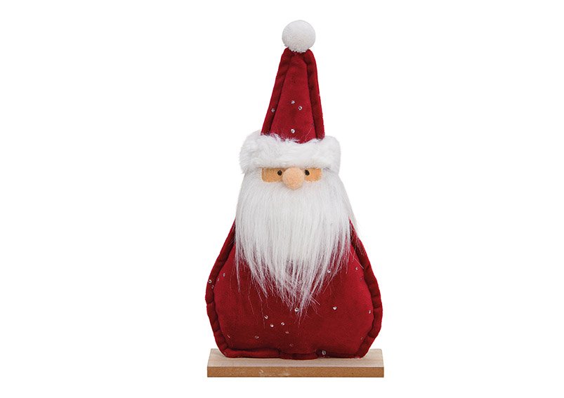 Santa on a wooden base made of textile bordeaux (w / h / d) 14x28x5cm