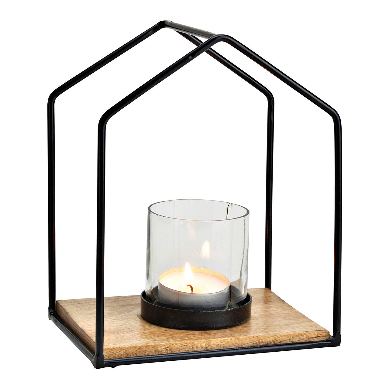 Casa de luz eólica de metal, cristal y madera de mango Transparente (A/A/P) 20x25x15cm Casa de luz eólica de metal, cristal y madera de mango Transparente (A/A/P) 20x25x15cm