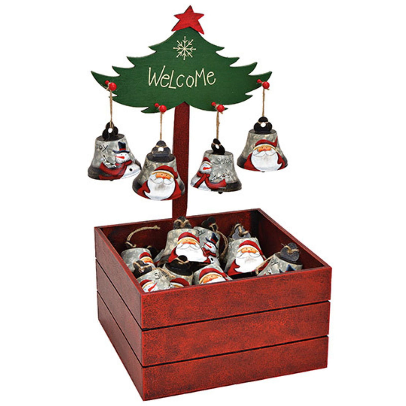 Weihnachtshänger Glocke aus Metall auf Baumständer, 4-fach, 36 Stk., Ø8cm (B/H/T) 27x49x26cm Bekleidung, Schuhwerk, Schuh, Kiste