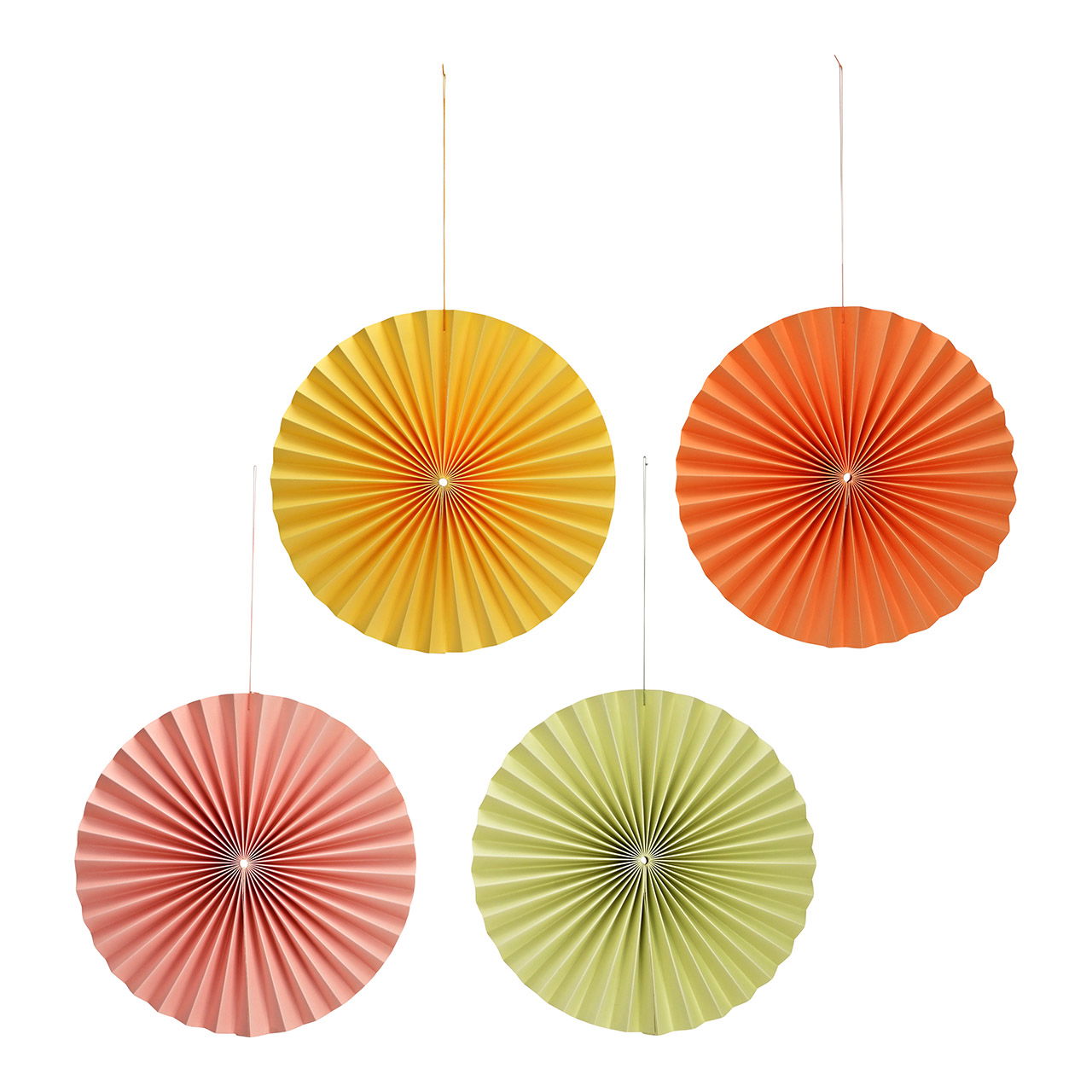 Hanger fan pastel made of paper/cardboard, 4-fold, yellow/green/orange/pink (W/H/D) 29x29x2cm