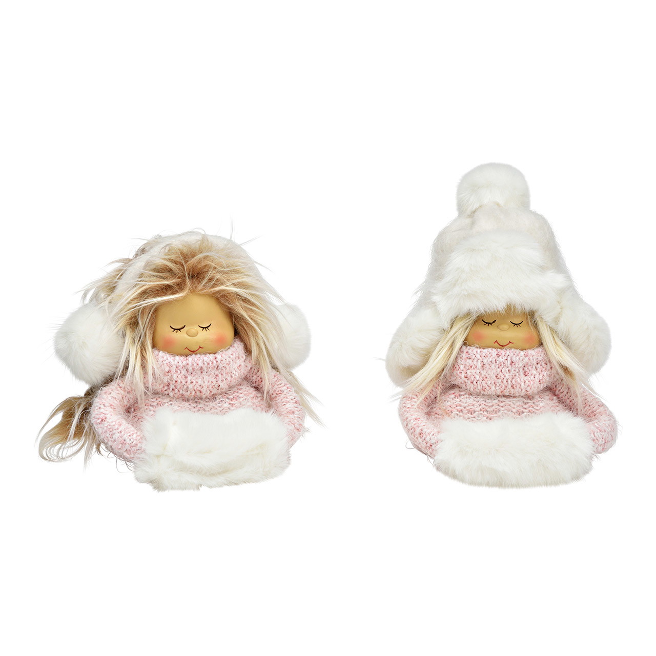 Enfant d'hiver en textile rose/rose 2 fois, (L/H/P) 20x20x8cm Enfant d'hiver en textile rose/rose 2 fois, (L/H/P) 20x20x8cm