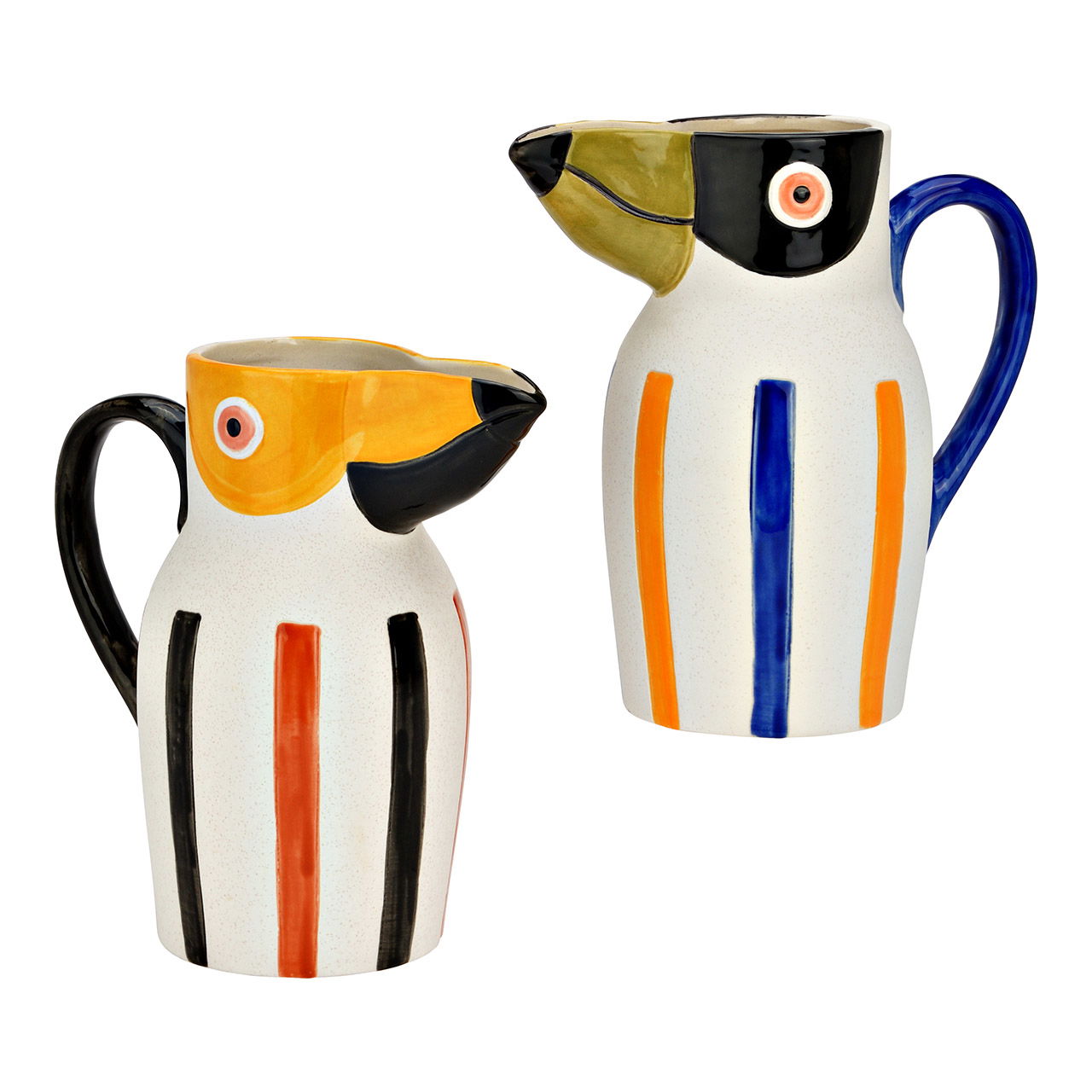 Vase perroquet en faïence, double, jaune/noir (L/H/P) 19x20x11cm Kanne, Wasserkrug