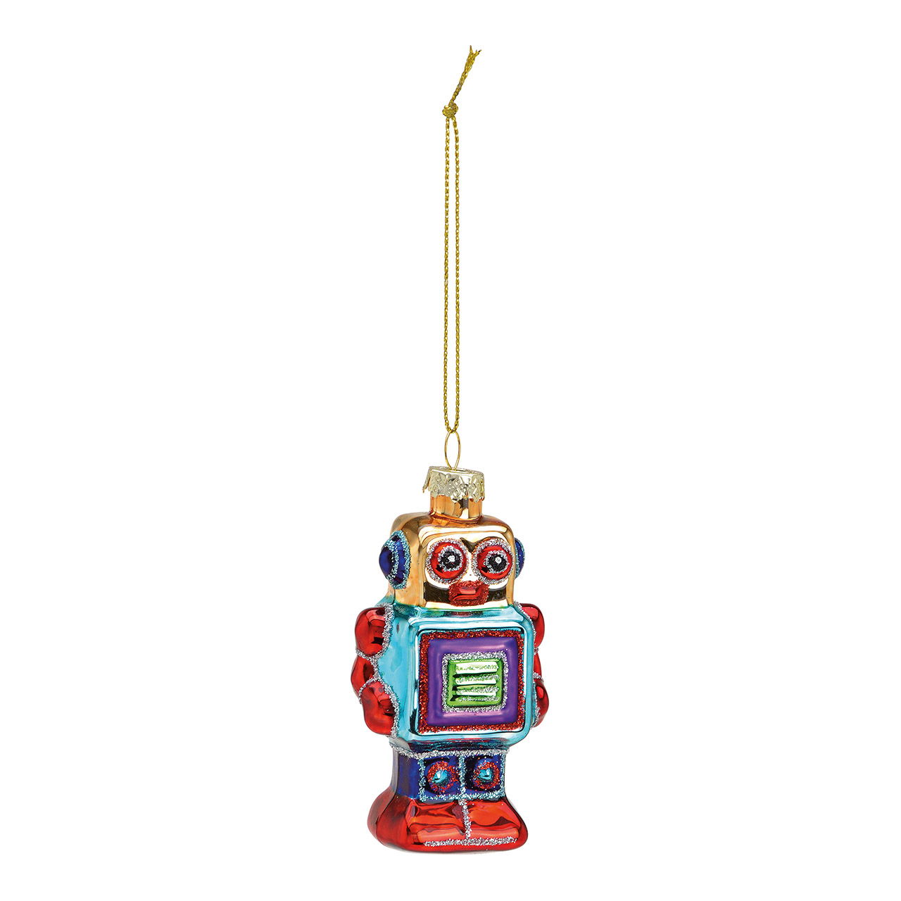 Christmas hanger robot made of glass, colorful (W/H/D) 5x9x3cm