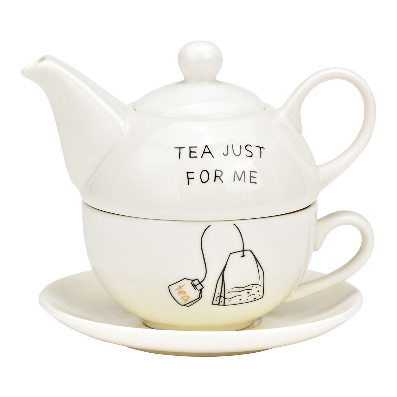 Set di teiere, Tea just for me, set di 3, in porcellana bianca (L/H/D) 15x16x15cm 400ml/250ml