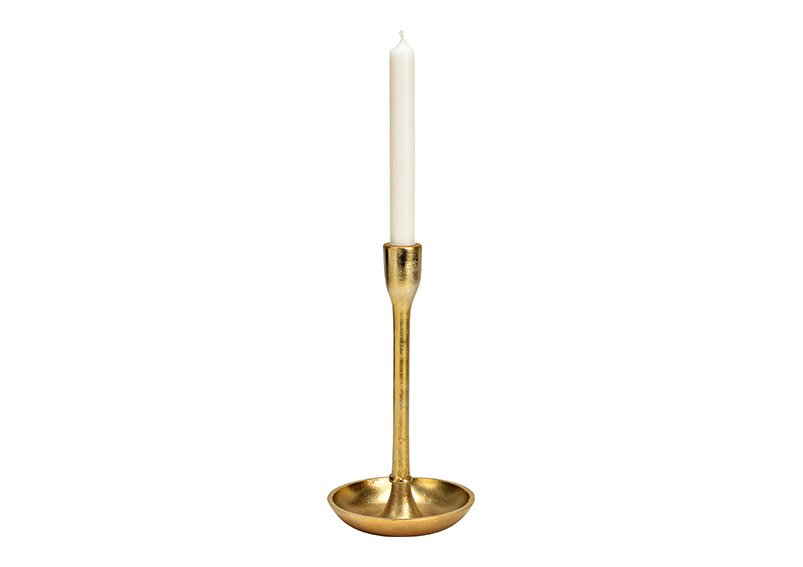 Metal candle holder gold (W/H/D) 13x26x13cm