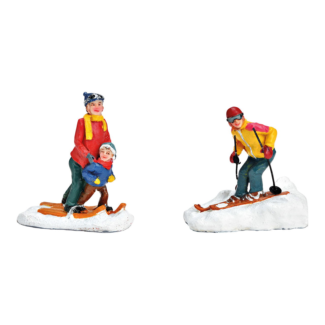 Miniature skier made of poly colorful 2-fold, (W/H/D) 6x6x3cm Miniature skier made of poly colorful 2-fold, (W/H/D) 6x6x3cm