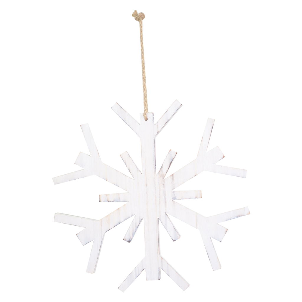 Schneeflocke zum Hängen, Holz, 25x25x1.5cm, 1 Stck, weiss Leuchter, Lampe, Kreuz, Symbol